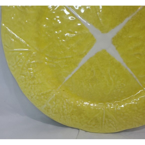 Vintage Majolica Secla Yellow Cabbage Leaf Platter Chop Plate 13" As Pictured - Picture 4 of 10